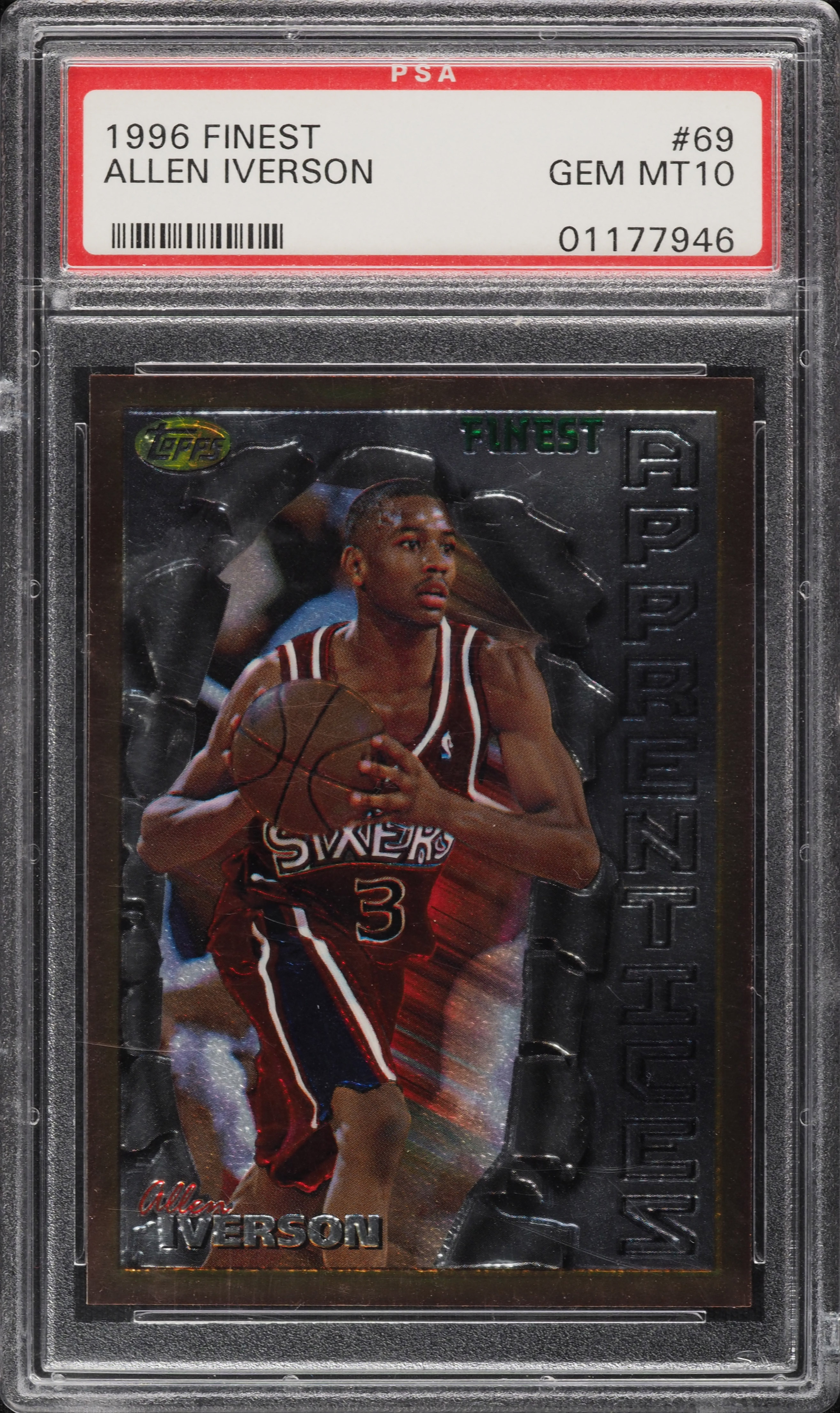 1996 Finest Basketball Allen Iverson ROOKIE #69 PSA 10 GEM MINT on