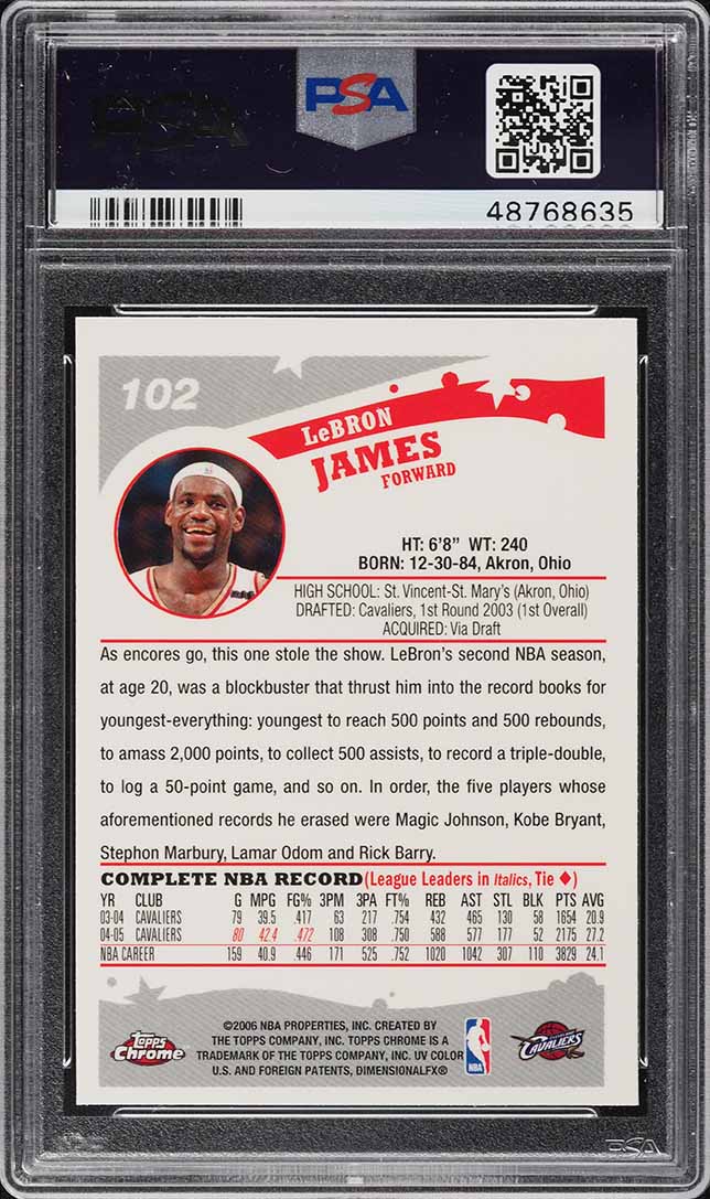 2005 Topps Chrome LeBron James #102 PSA 10 GEM MINT