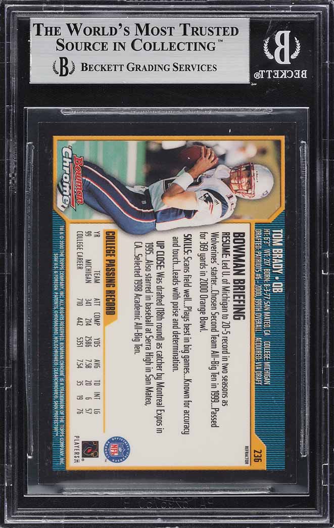 2000 Bowman Chrome Refractor Tom Brady ROOKIE #236 BGS 8.5 NM-MT+