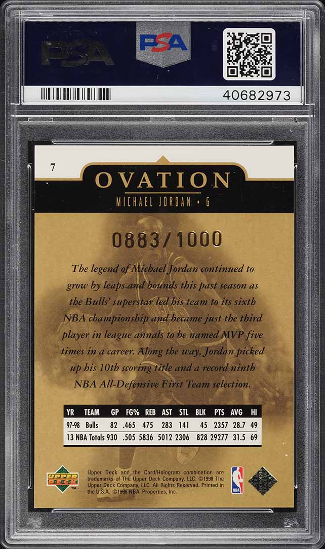 1998 Upper Deck Ovation Gold Michael Jordan /1000 #7 PSA 9 MINT