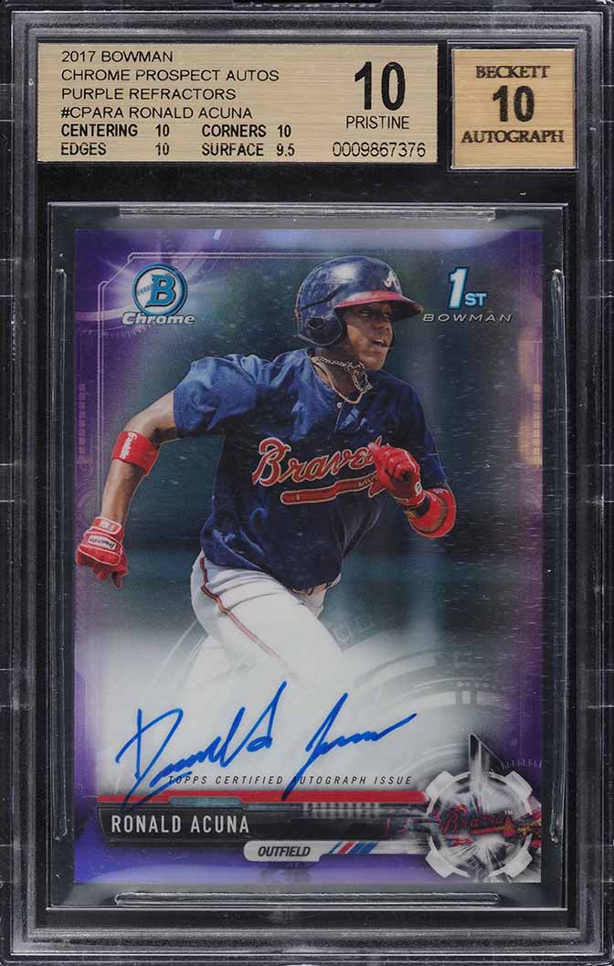 2017 Bowman Chrome Purple Refractor Ronald Acuna Jr. ROOKIE AUTO /250 BGS 10