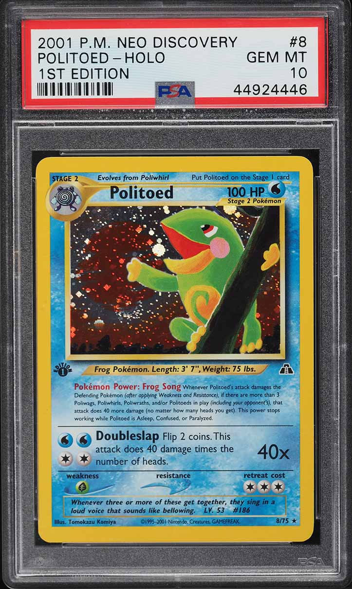 2001 Pokemon Neo Discovery 1st Edition Holo Politoed #8 PSA 10 GEM MINT