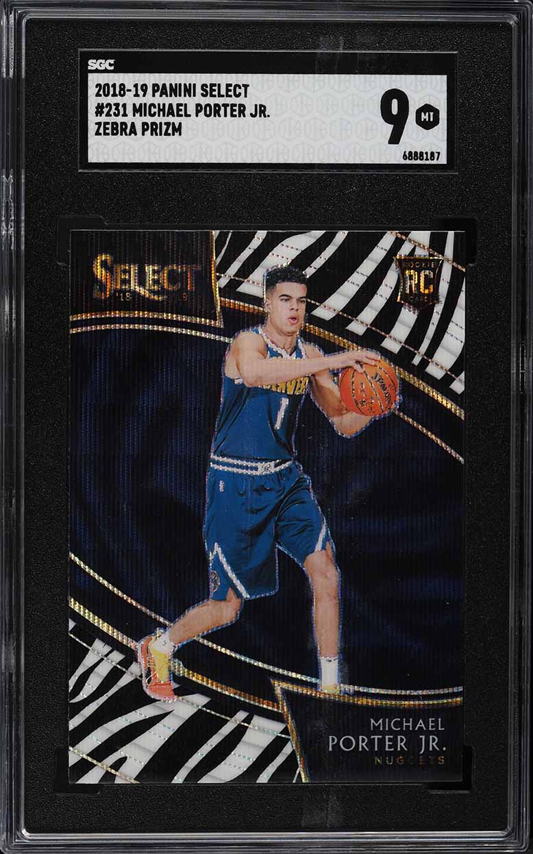 Zebra Select Rookie 2018 Select Courtside Zebra Prizms Michael Porter Jr. ROOKIE #231 SGC 9 ...
