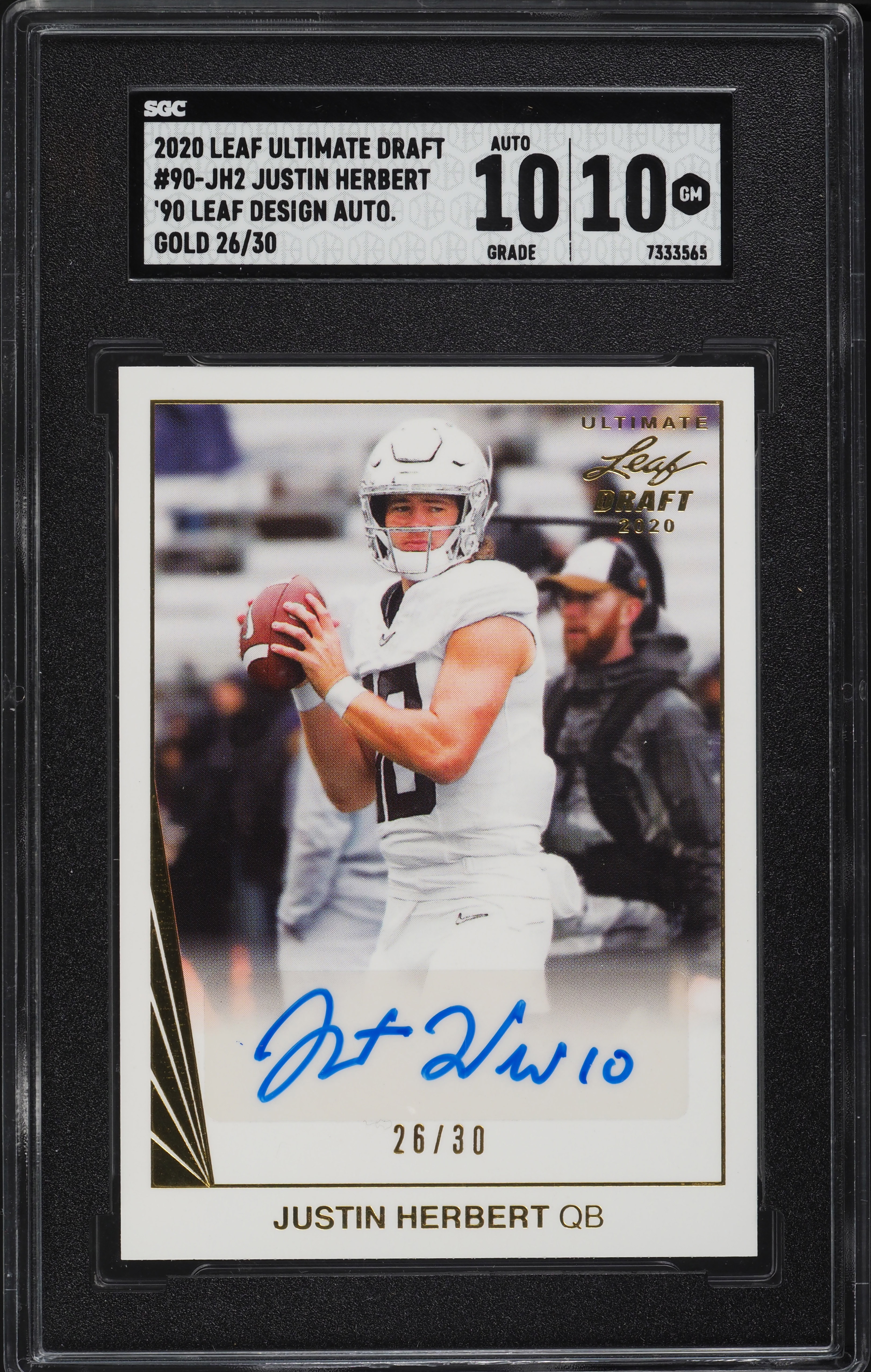2020 Leaf Ultimate Draft '90 Justin Herbert ROOKIE AUTO /30 #90
