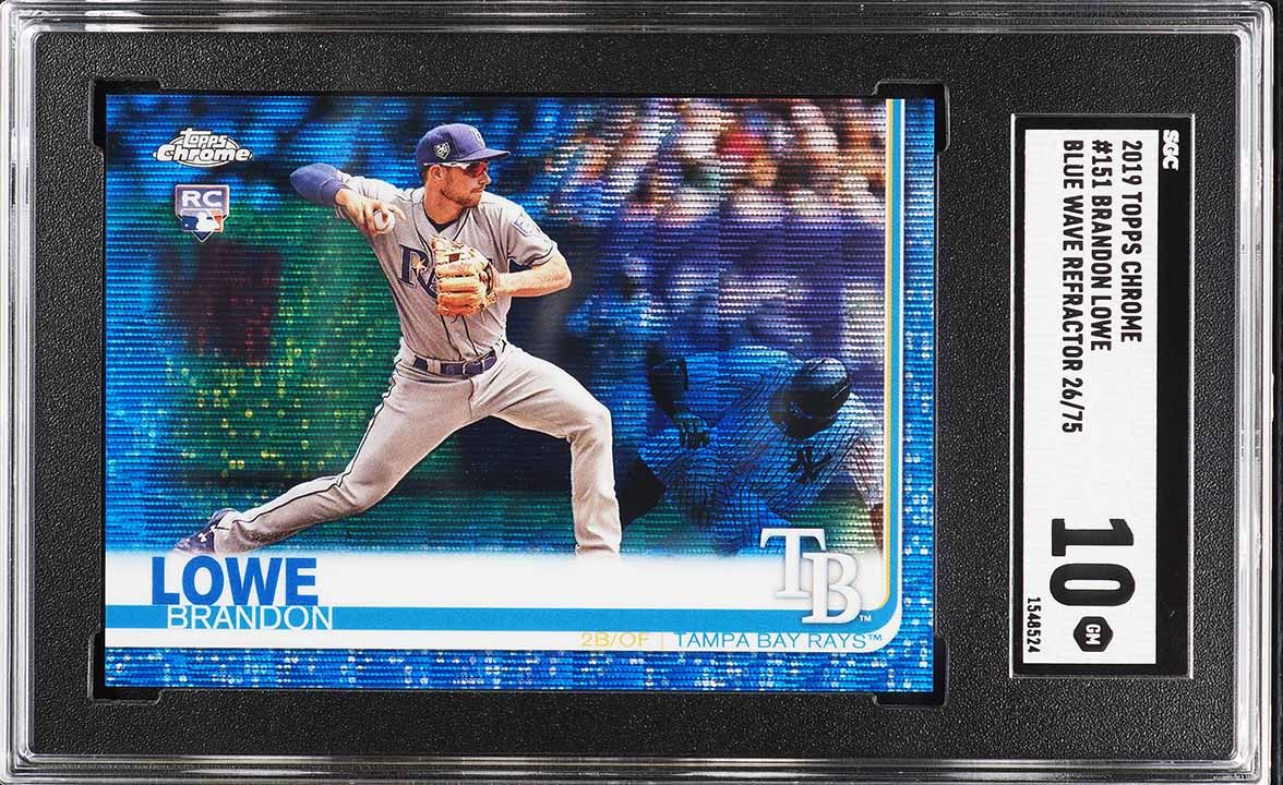 2019 Topps Chrome Blue Wave Refractor Brandon Lowe ROOKIE /75 #151 SGC 10