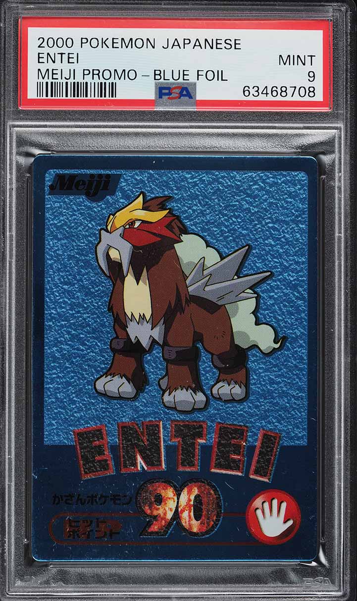 2000 Pokemon Japanese Meiji Promo Blue Foil Entei PSA 9 MINT