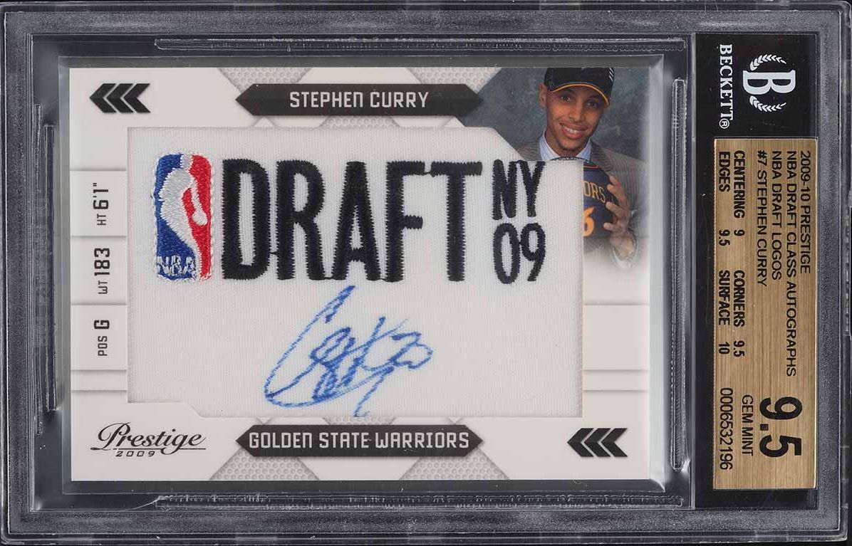 2009 Panini Prestige Draft Class Stephen Curry ROOKIE PATCH AUTO /125 #7 BGS 9.5