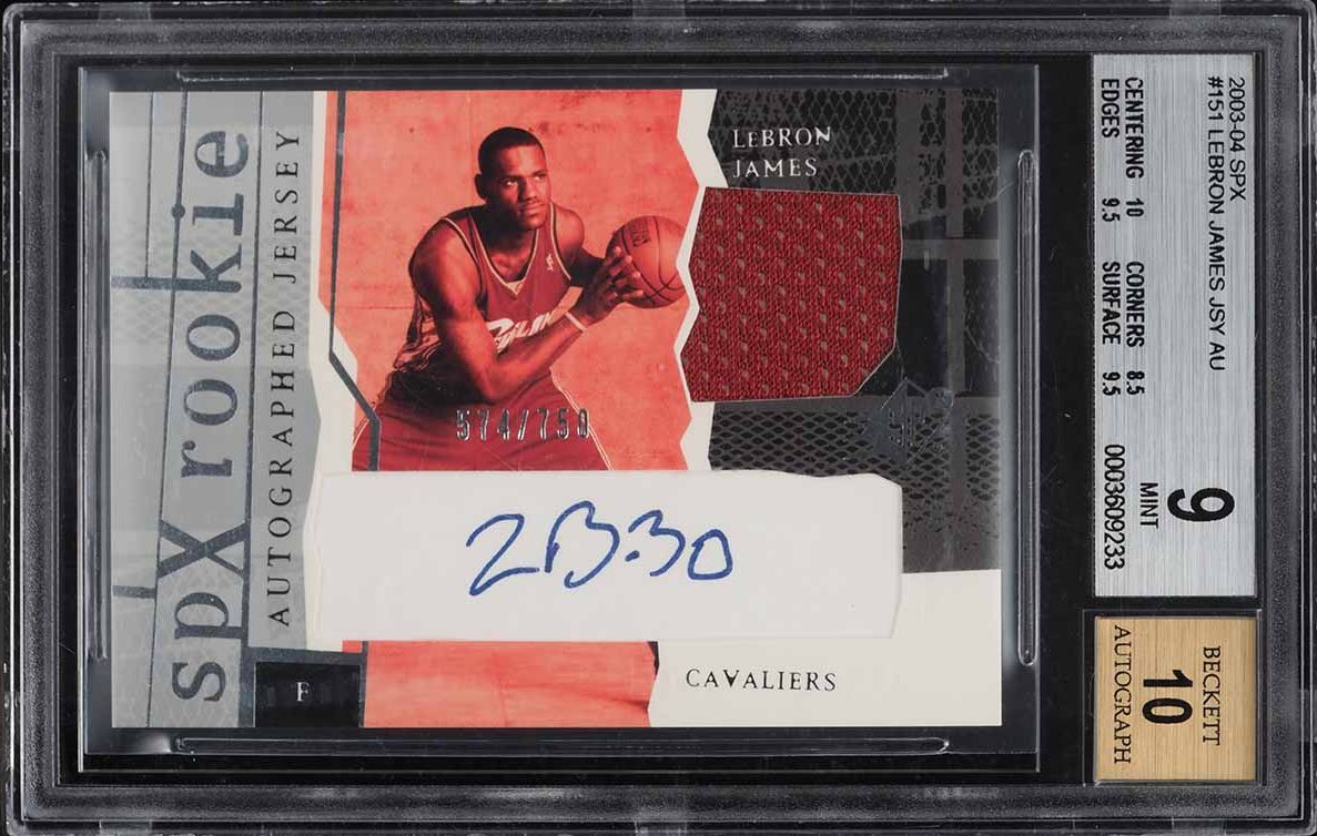 2003 SPx Basketball LeBron James ROOKIE PATCH AUTO /750 #151 BGS 9 MINT