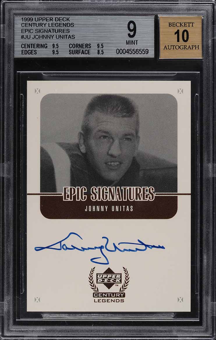 1999 Upper Deck Century Legends Epic Signatures Johnny Unitas AUTO BGS 9 MINT