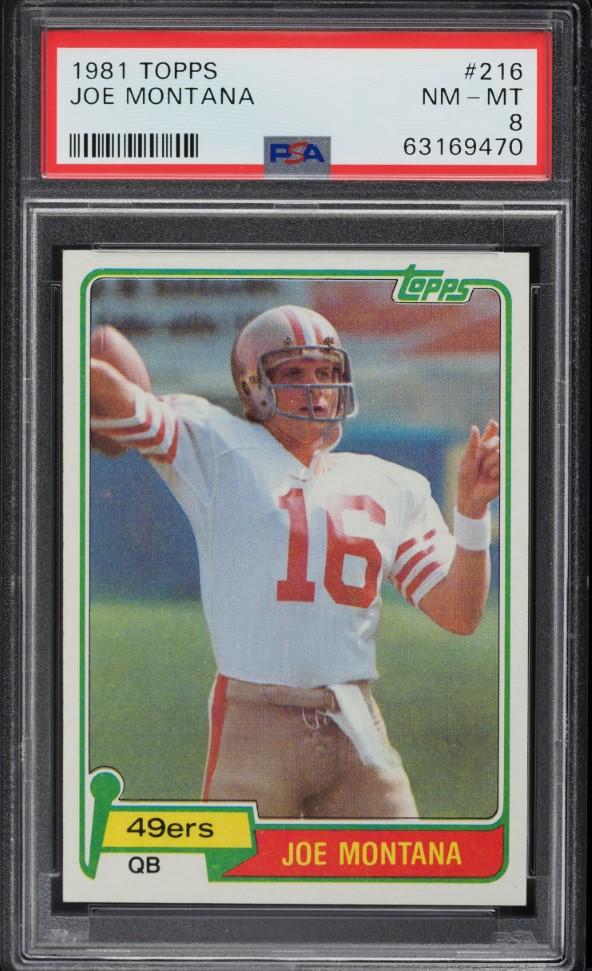 1981 Topps Football Joe Montana ROOKIE #216 PSA 8 NM-MT