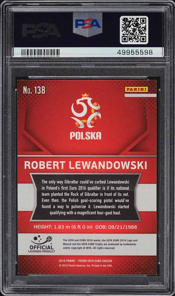 2016 Panini Prizm UEFA Robert Lewandowski #138 PSA 8 NM-MT