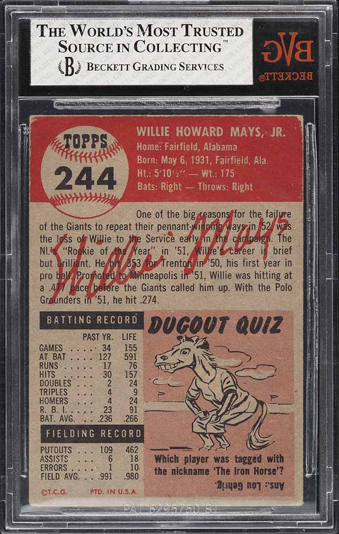 1953 Topps Willie Mays #244 BVG 4 VGEX