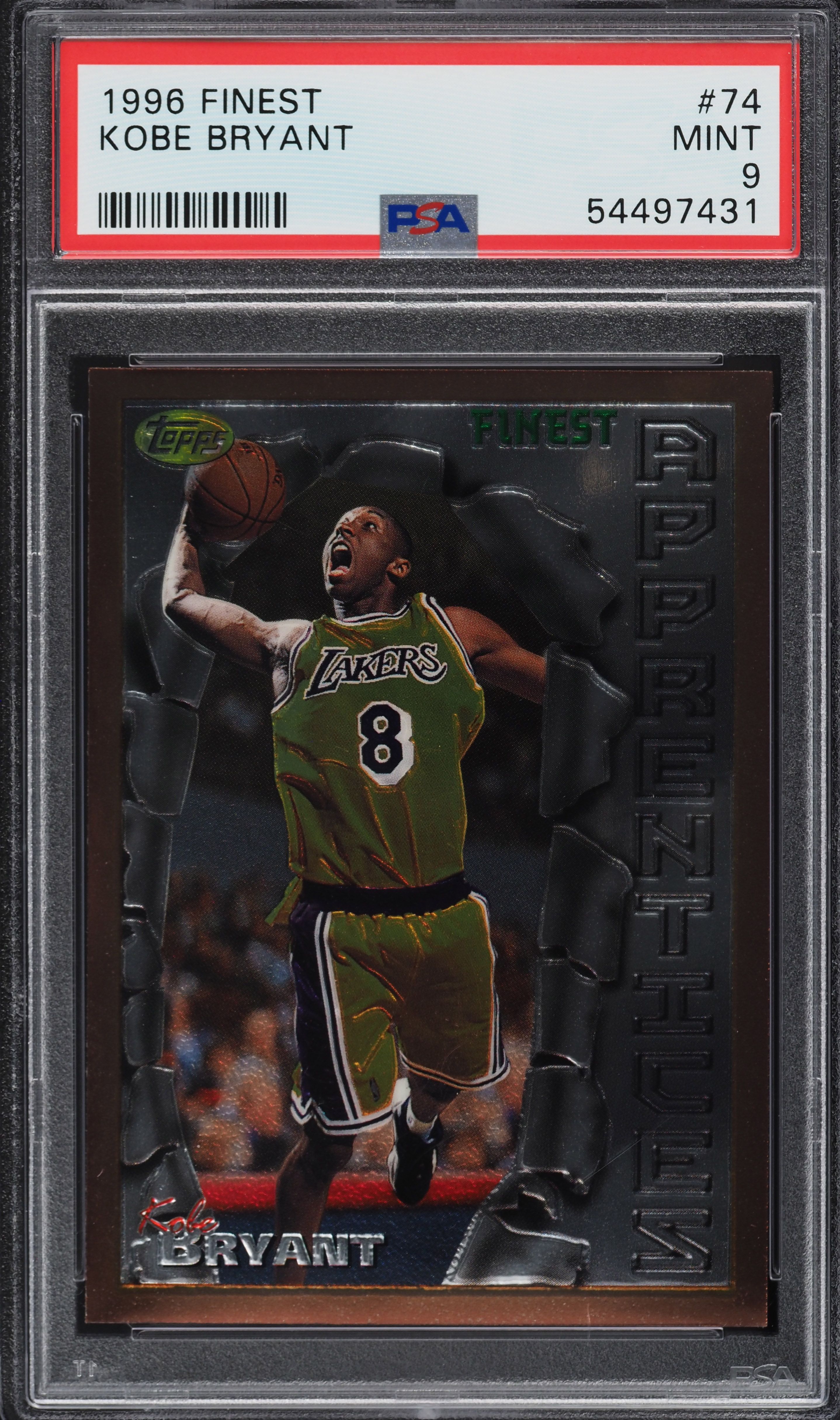 1996 Finest w/ Coating Kobe Bryant ROOKIE #74 PSA 9 MINT on