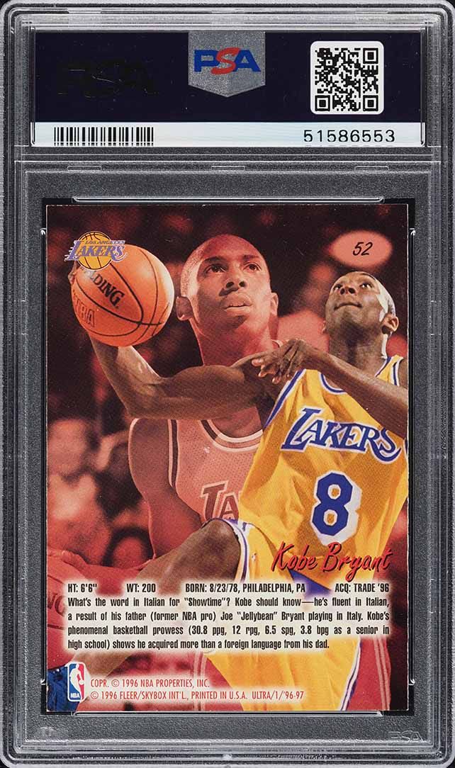 1996 Ultra Basketball Kobe Bryant ROOKIE #52 PSA 8.5 NM-MT+