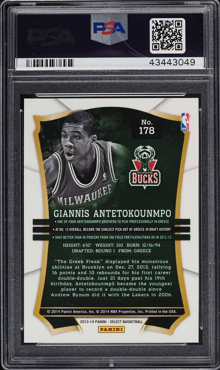2013 Select Basketball Giannis Antetokounmpo ROOKIE #178 PSA 10