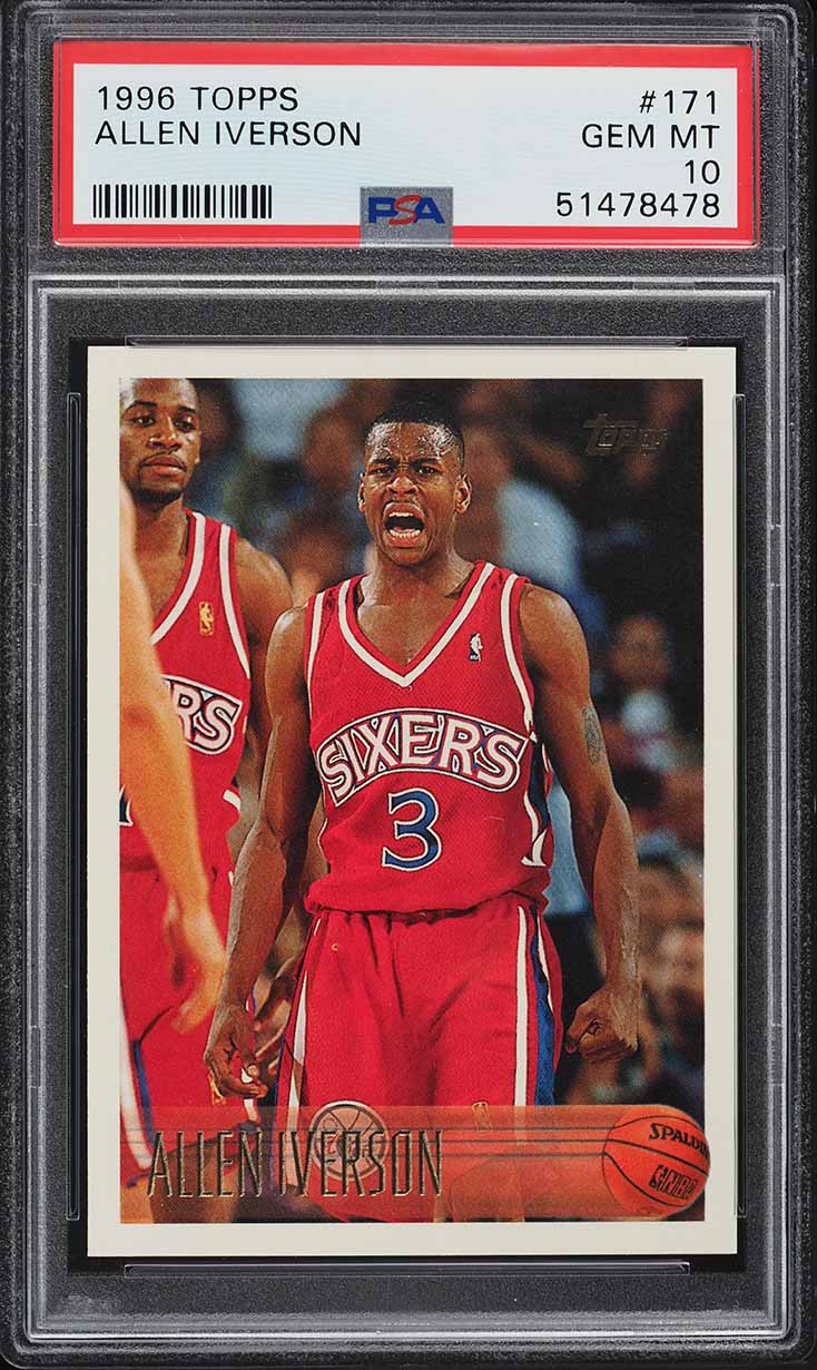 1996 Topps Basketball Allen Iverson ROOKIE #171 PSA 10 GEM MINT