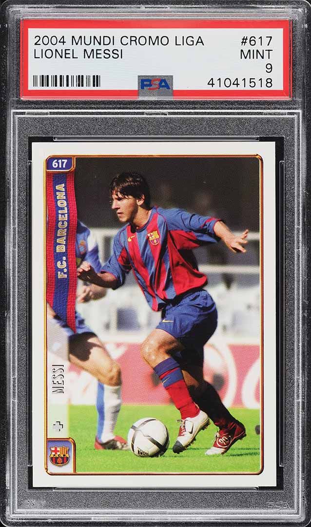 2004 Mundi Cromo Liga Soccer Lionel Messi ROOKIE #617 PSA 9 MINT