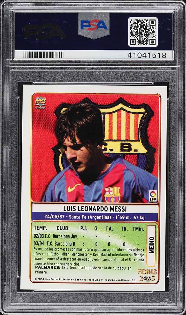 2004 Mundi Cromo Liga Soccer Lionel Messi ROOKIE #617 PSA 9 MINT