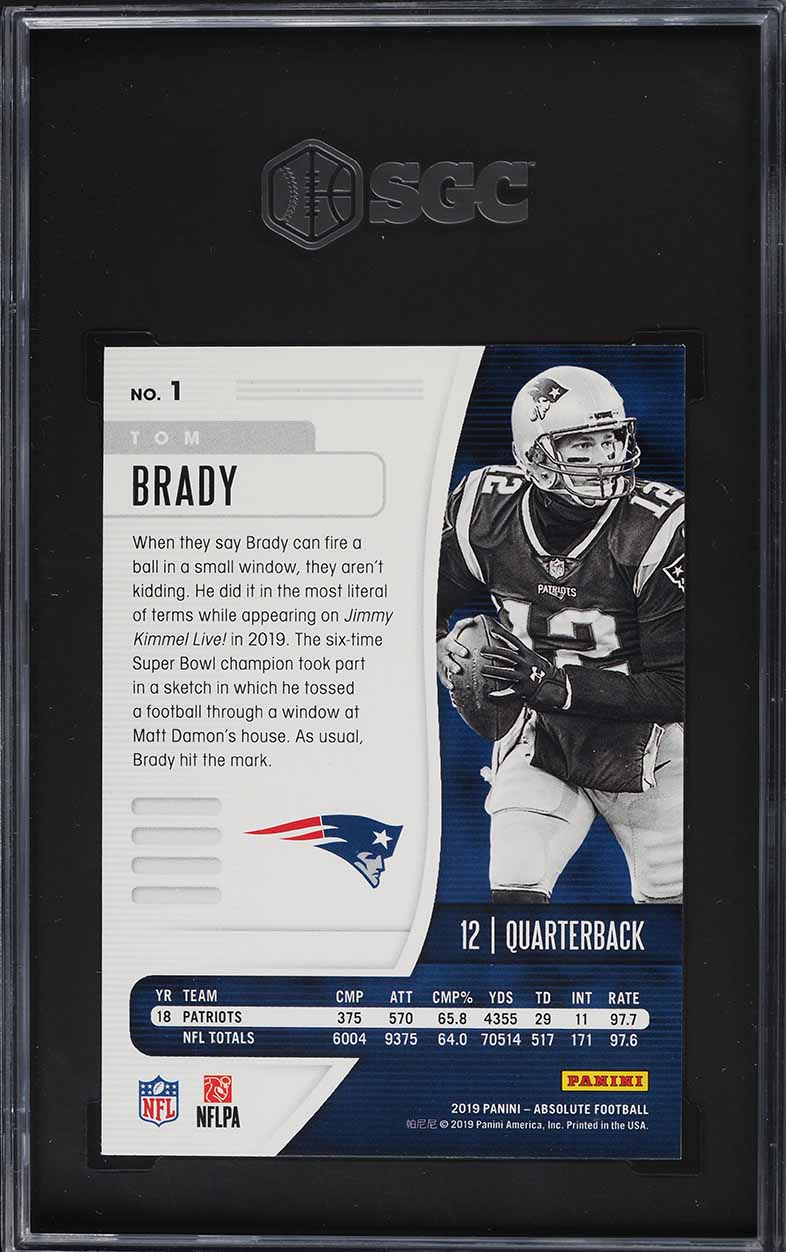 2019 Absolute Football Tom Brady #1 SGC 8 NM-MT