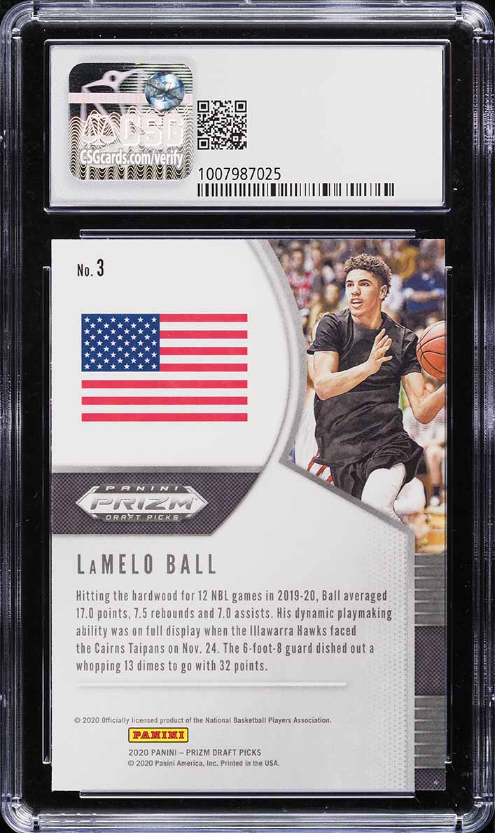 2020 Panini Prizm Draft Picks LaMelo Ball ROOKIE #3 CSG 8.5 NM-MT+