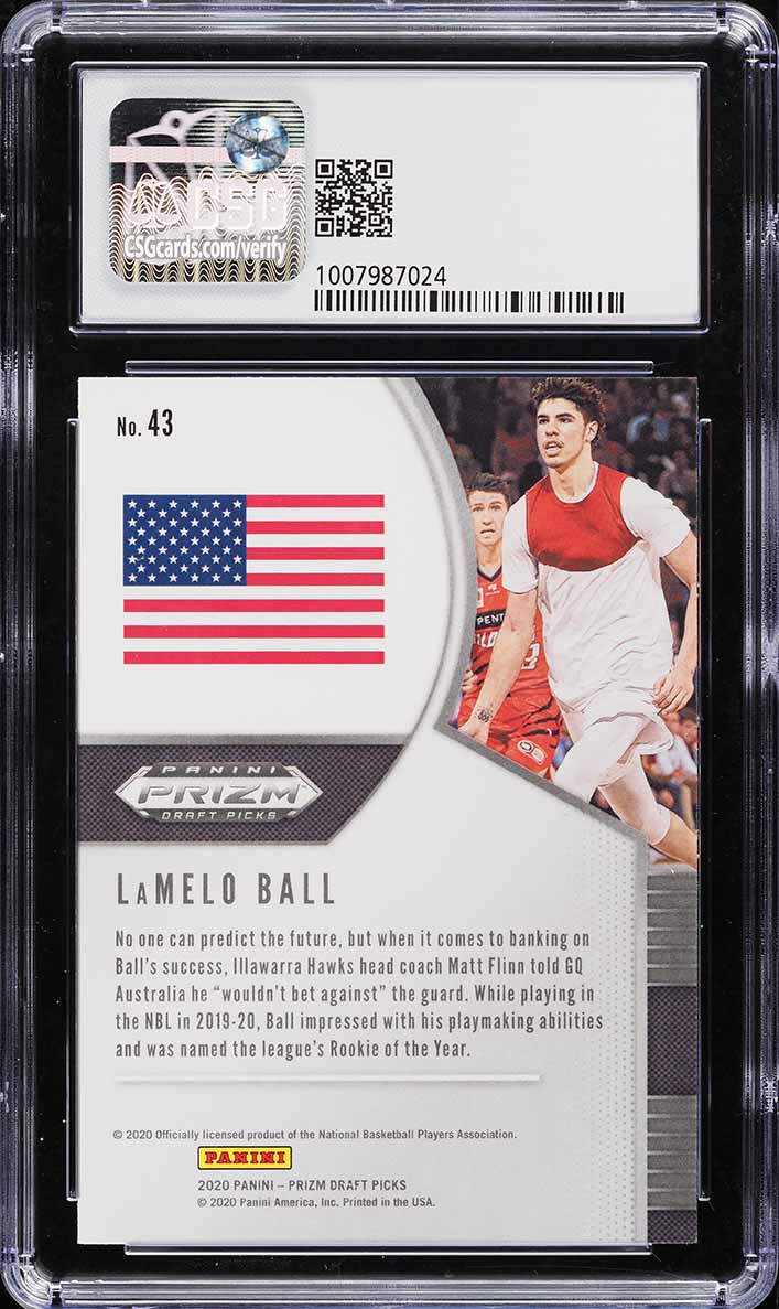 2020 Panini Prizm Draft Picks LaMelo Ball ROOKIE #43 CSG 8.5 NM-MT+