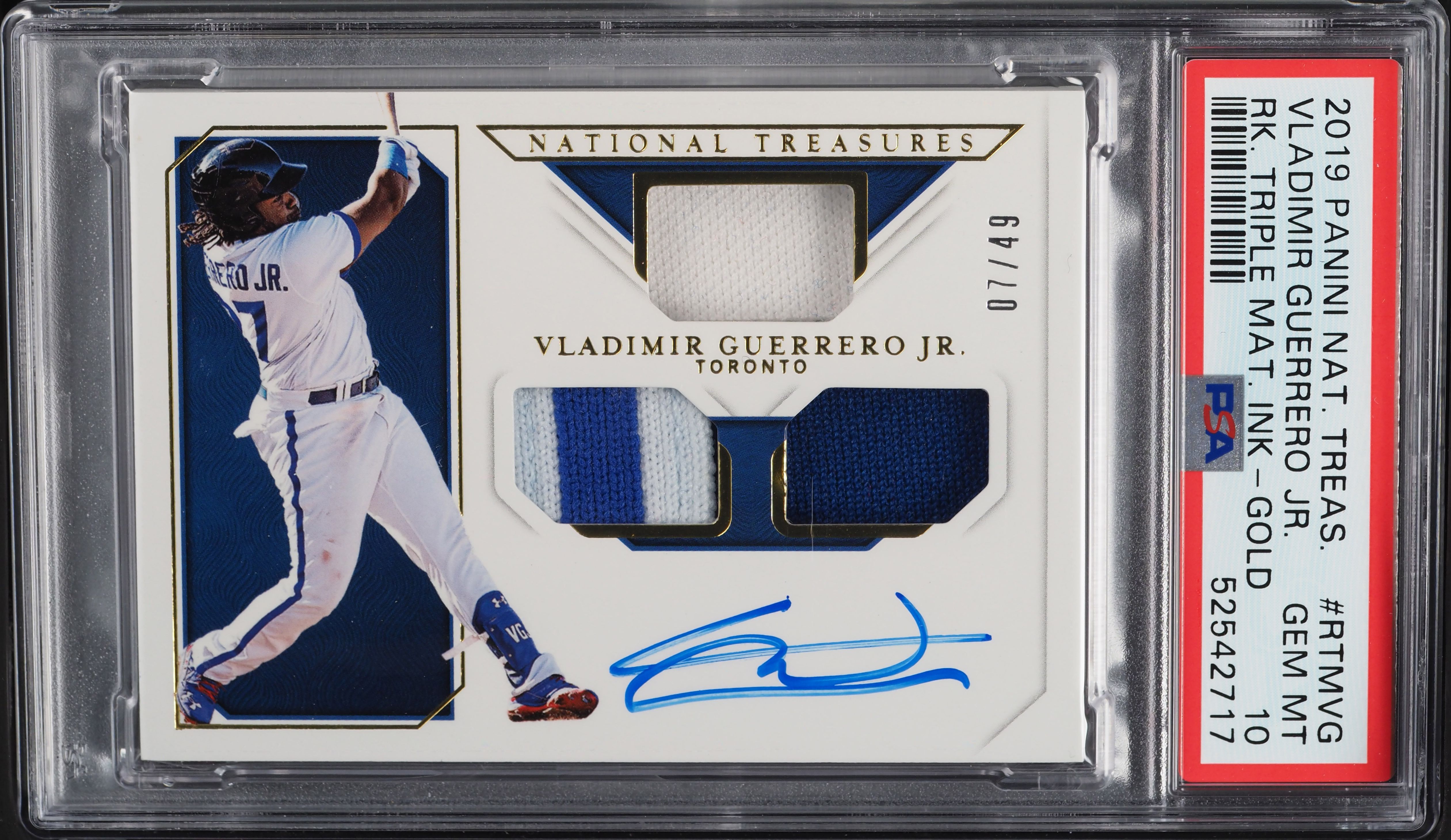 2019 National Treasures Gold Vladimir Guerrero Jr. ROOKIE PATCH