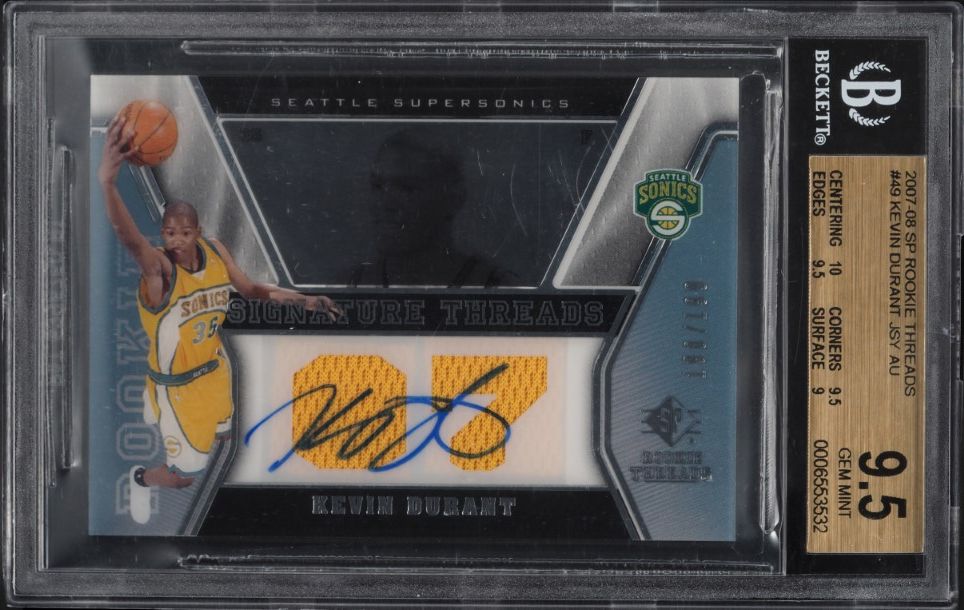 2007 SP Rookie Threads Kevin Durant ROOKIE PATCH AUTO /199 #49 BGS 9.5 GEM MINT