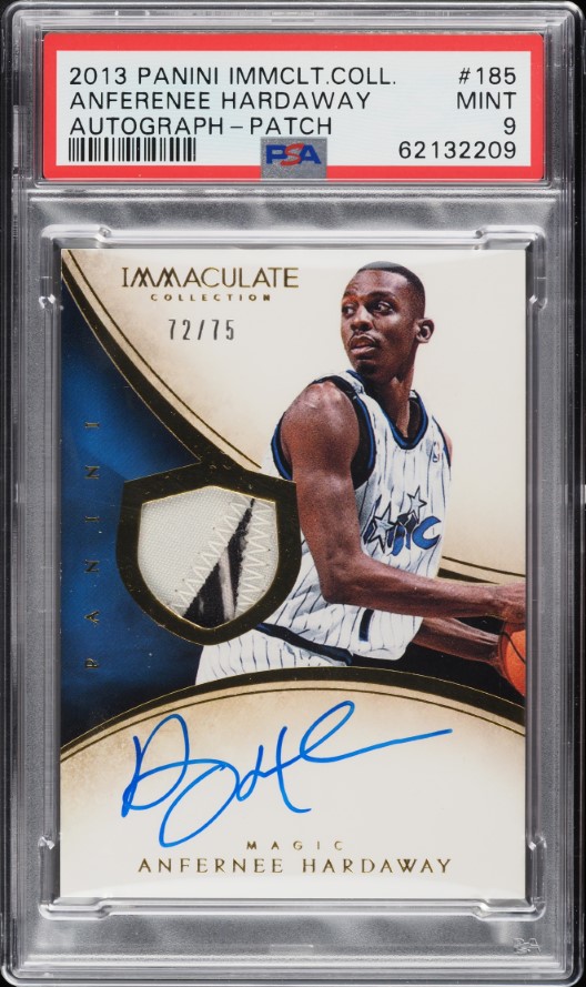 2013 Immaculate Collection Anfernee Hardaway PATCH AUTO /75 #185 PSA 9 MINT