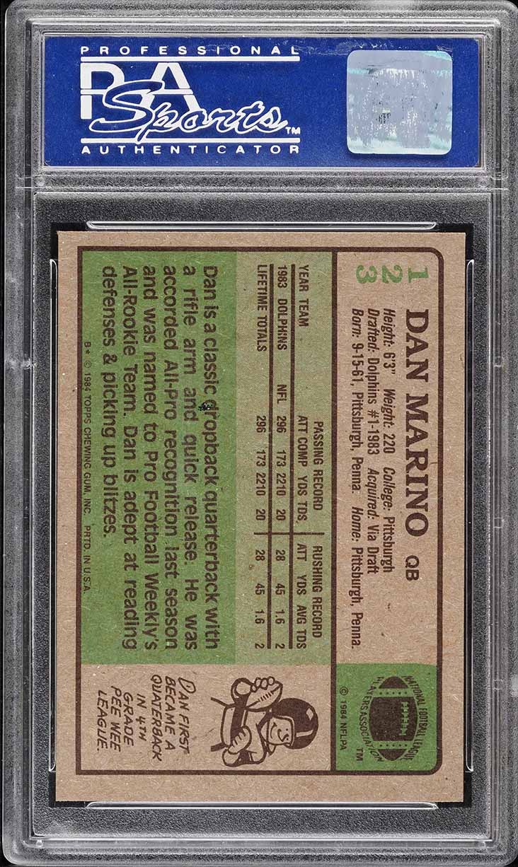 1984 Topps Football Dan Marino ROOKIE #123 PSA 9 MINT
