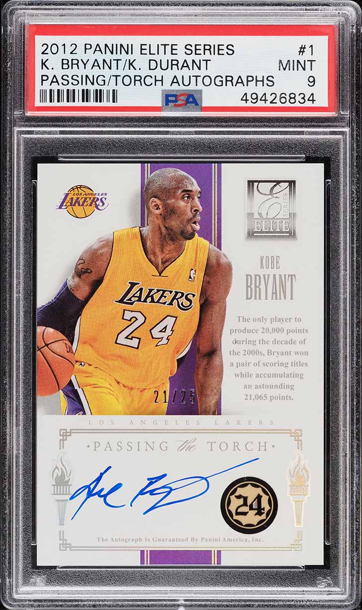 2012 Panini Elite Series Passing Torch Kobe Bryant Kevin Durant AUTO /25 PSA 9