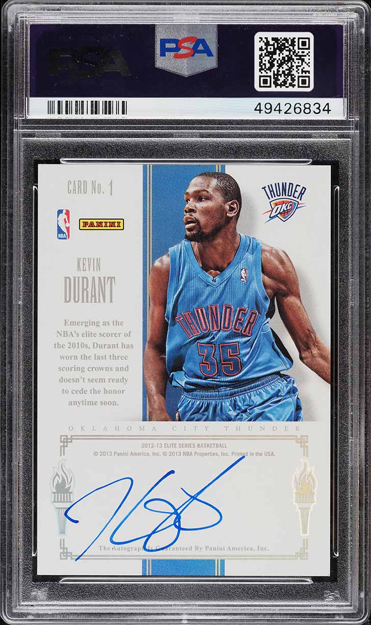 2012 Panini Elite Series Passing Torch Kobe Bryant Kevin Durant AUTO /25 PSA 9