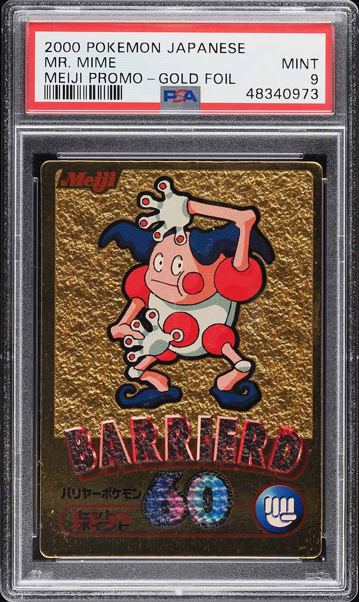 2000 Pokemon Japanese Meiji Promo Gold Foil Mr. Mime Barrierd PSA 9 MINT