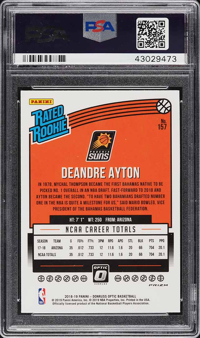2018 Donruss Optic Holo DeAndre Ayton ROOKIE #157 PSA 10 GEM MINT