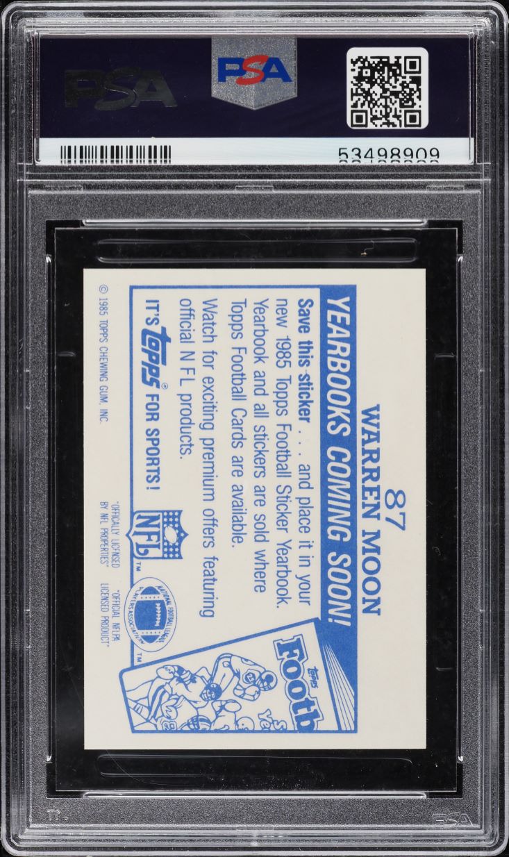 1985 Topps Stickers Warren Moon ROOKIE #87 PSA 6 EXMT