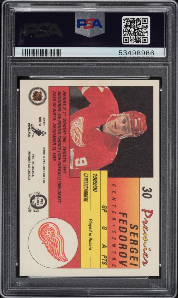 1990 O-Pee-Chee Premier Sergei Fedorov ROOKIE #30 PSA 7 NRMT