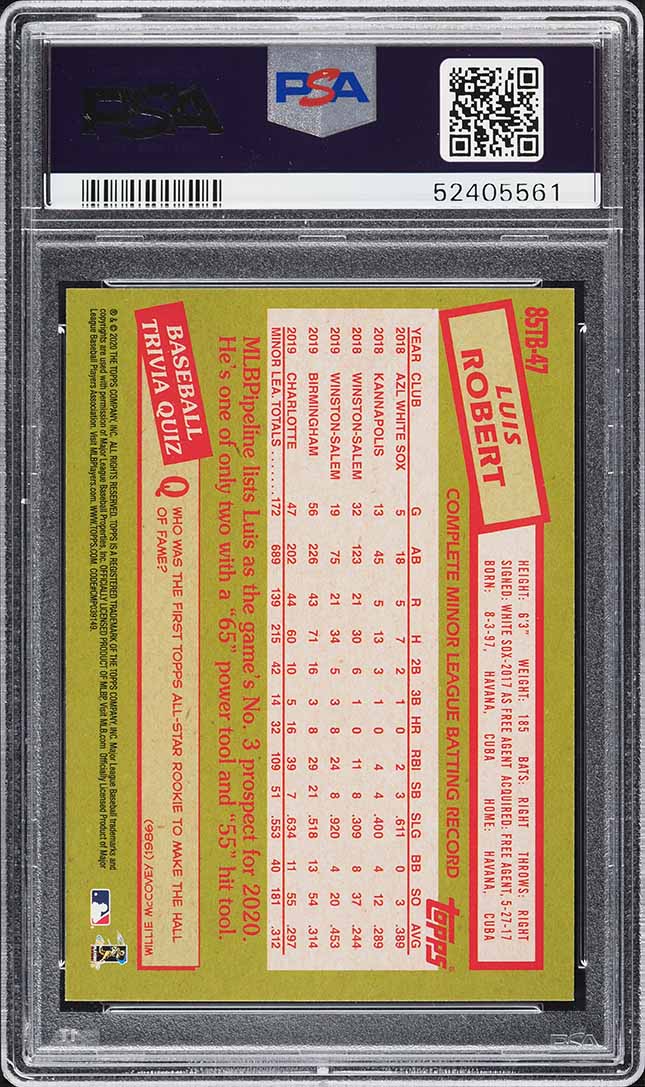 2020 Topps '85 35th Anniversary Luis Robert ROOKIE #85TB-47 PSA 10 GEM MINT