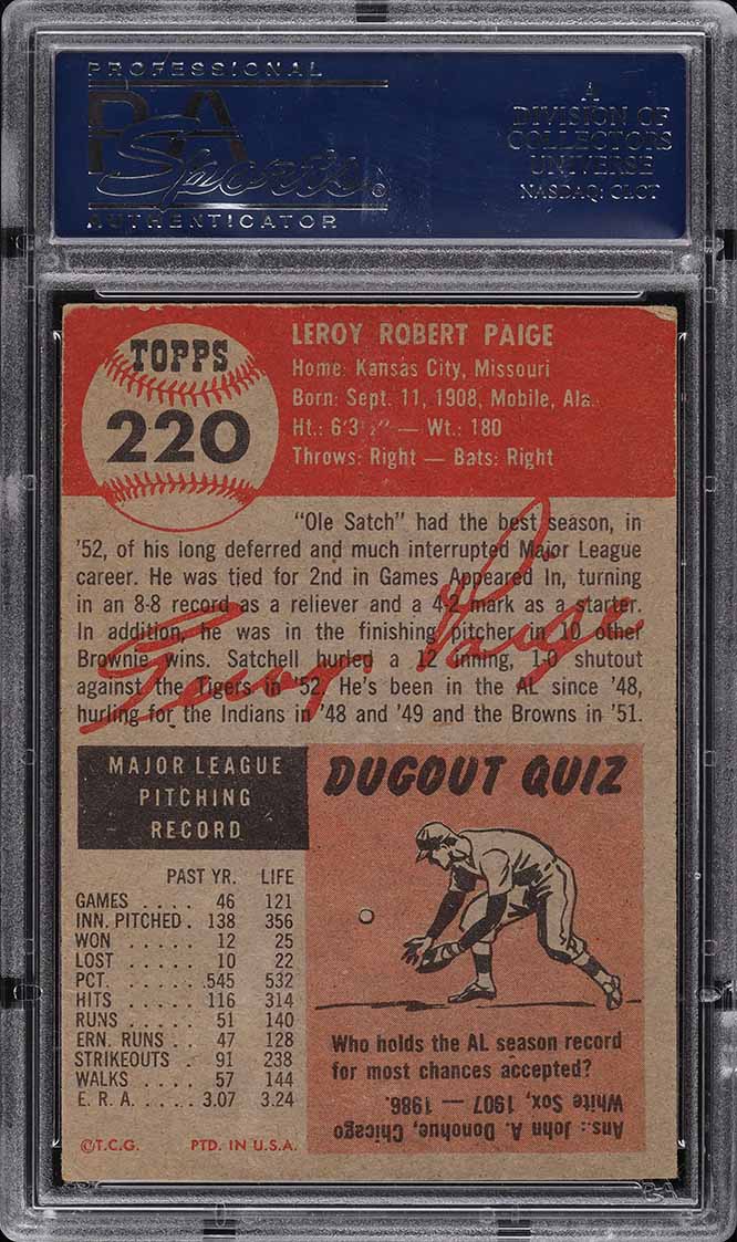 1953 Topps Satchell Paige #220 PSA 4 VGEX