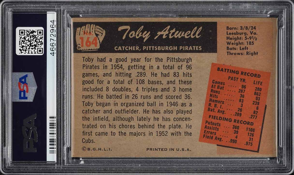 1955 Bowman Toby Atwell #164 PSA 4 VGEX