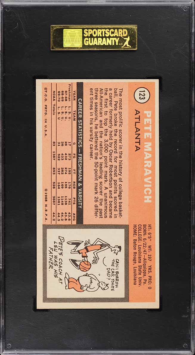 1970 Topps Basketball Pete Maravich ROOKIE #123 SGC 6 EXMT