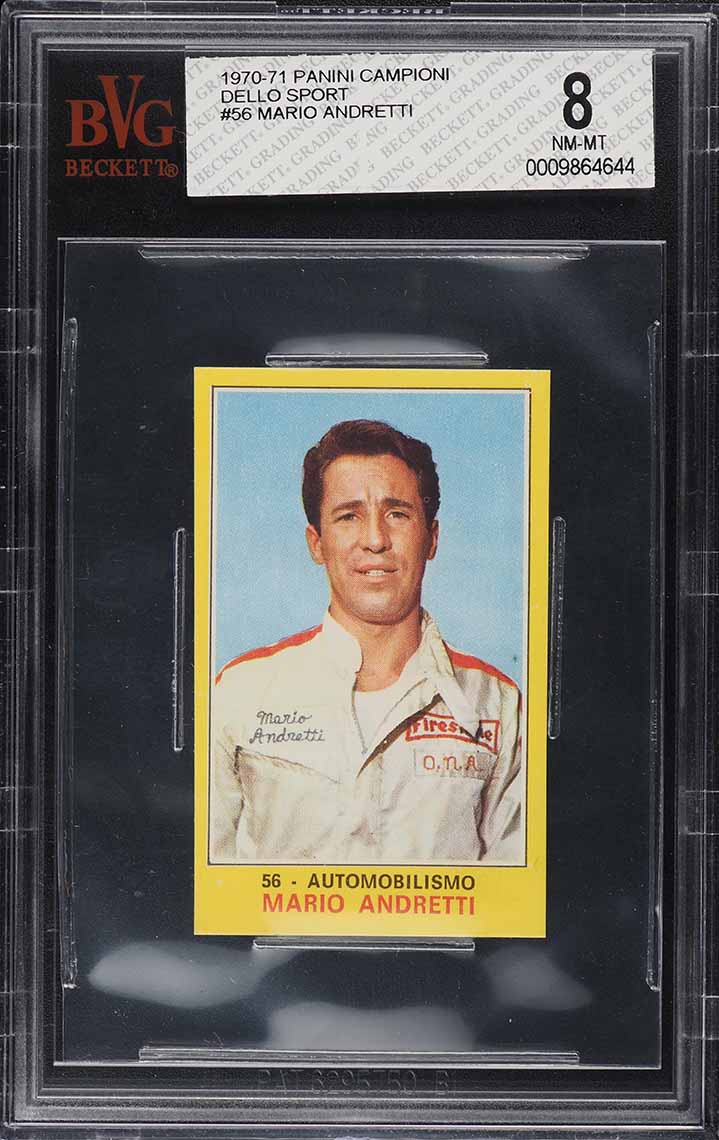 1970 Panini Campioni Dello Sport Mario Andretti ROOKIE #56 BVG 8 NM-MT