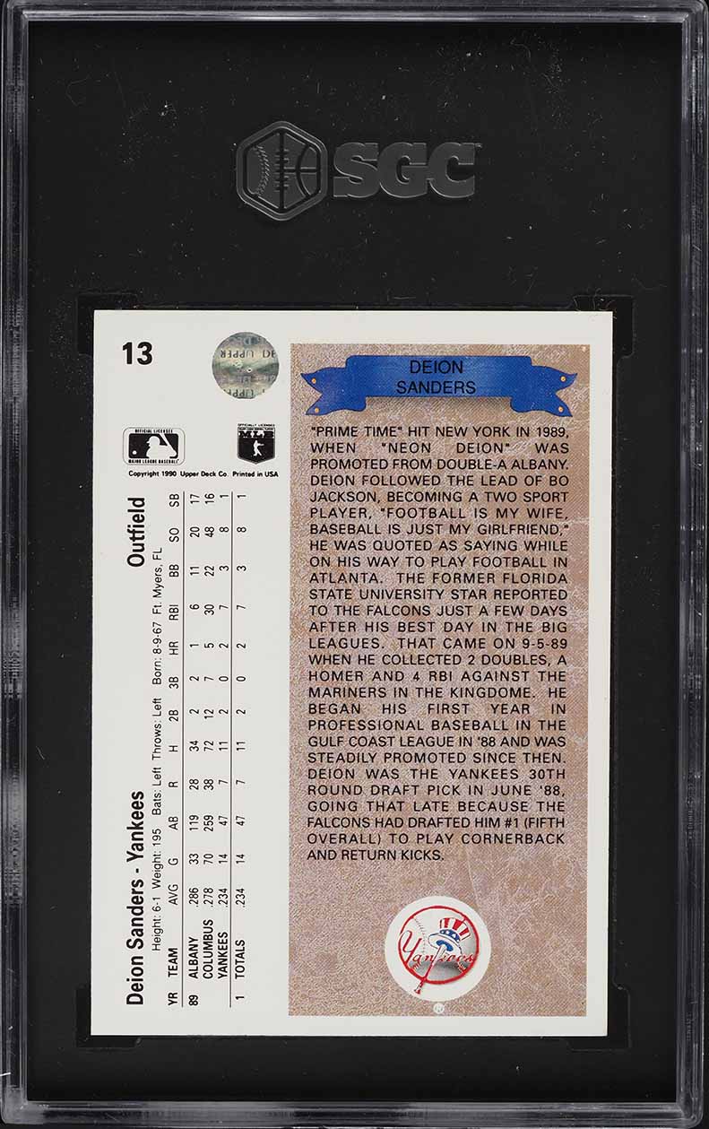 1990 Upper Deck Deion Sanders ROOKIE #13 SGC 9 MINT