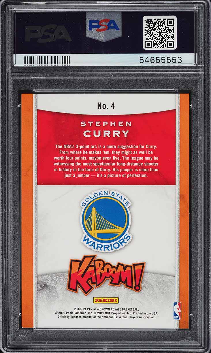 2018 Panini Crown Royale Kaboom! Stephen Curry #4 PSA 9 MINT