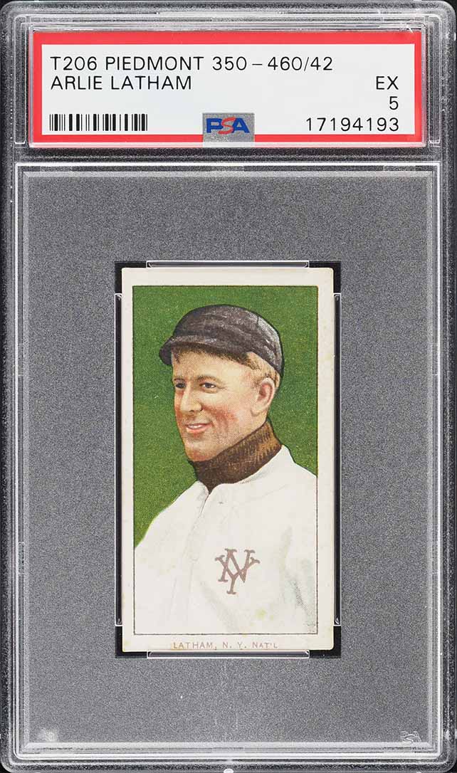 1909-11 T206 Arlie Latham PIEDMONT 350-460/42 PSA 5 EX