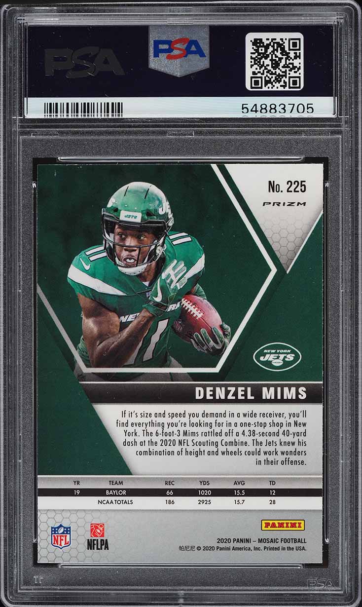 2020 Panini Mosaic Silver Prizm Denzel Mims ROOKIE #225 PSA 8 NM-MT