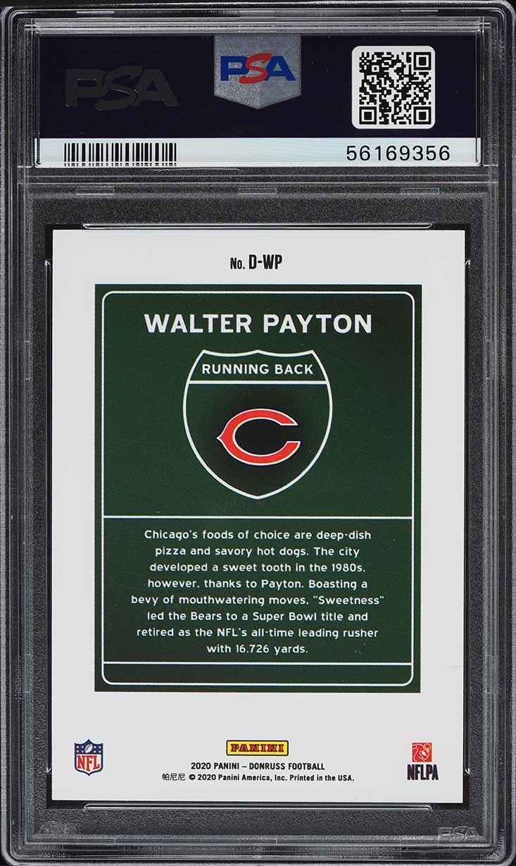 2020 Donruss Downtown Walter Payton #D-WP PSA 10 GEM MINT