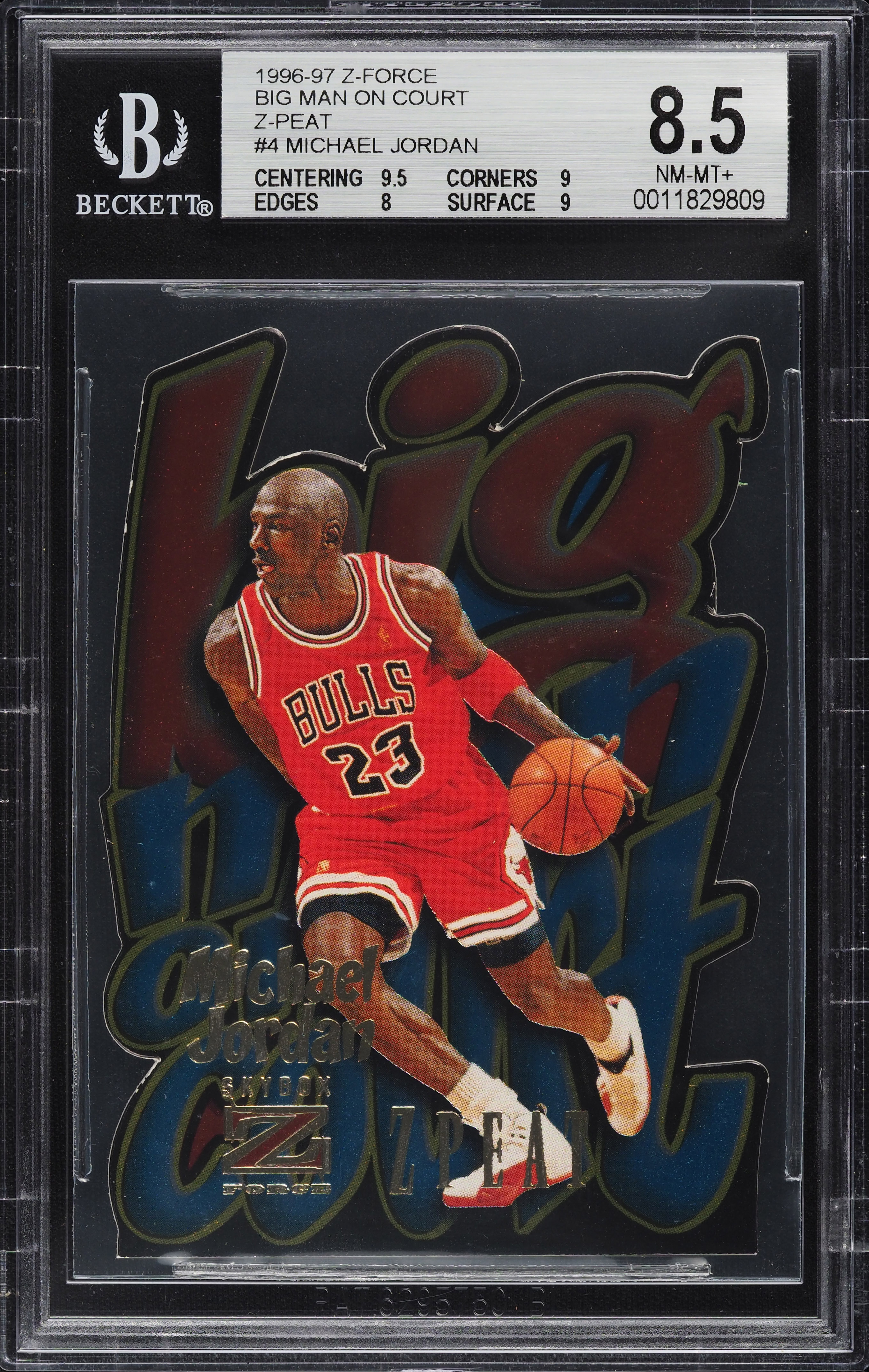 1996 Skybox Z-Force Big Man On Court Z-Peat Michael Jordan #4 BGS