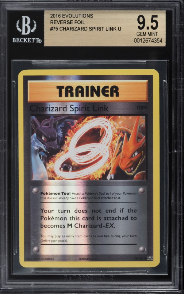 charizard spirit link pokemon card 2016 XY 75/108 Reverse Foil Evolutions Evolves from null Rules Attach a Pokmon Tool to 1 of your Pokmon that doesnt already have a Pokmon Tool attached to it Charizard Spirit Link - XY