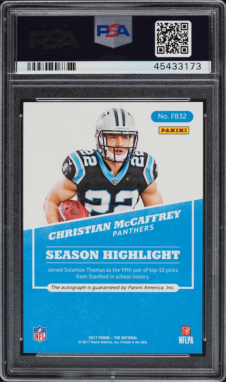 2017 Panini National Convention Christian McCaffrey ROOKIE AUTO #FB32 PSA 10