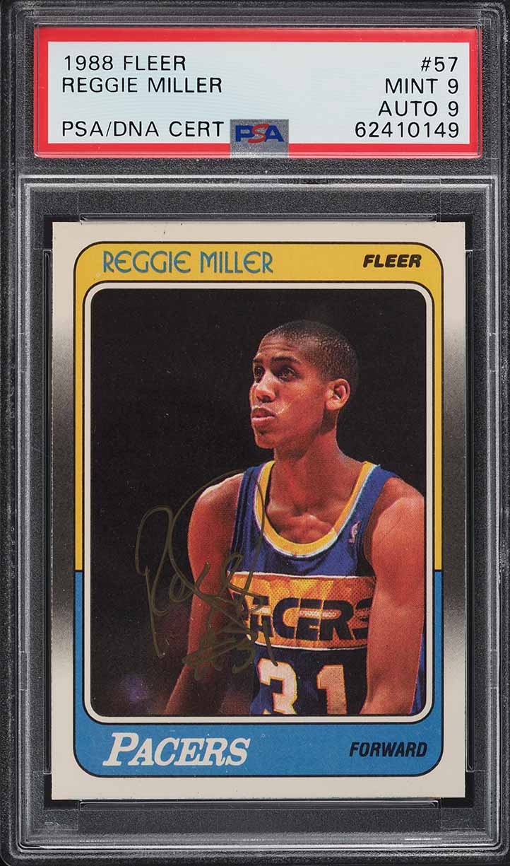 1988 Fleer Basketball Reggie Miller ROOKIE AUTO DNA 9 #57 PSA 9 