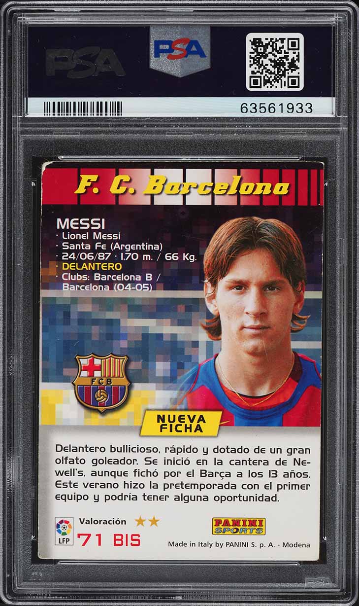 2004 Panini Sports Mega Cracks La Liga Lionel Messi ROOKIE #71 PSA 3.5 VG+